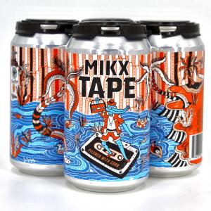 a photo of a four-pack of Mikx Tape lager
