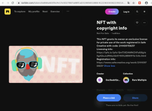 NFT at Rarible copyright and ipfs information