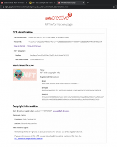 IPFS example of NFT created with Safe Creative