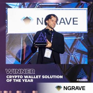 NGRAVE CEO Ruben Merre receives "Crypto Wallet of the Year" award at AIBC Summit Malta for NGRAVE's flagship product hardware wallet NGRAVE ZERO.