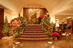 Houstonian Hotel Lobby Staircase with Holiday Décor.