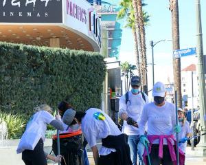 Hollywood Village volunteers dedicated their monthly cleanup to taking care of the Hollywood Christmas Parade route.
