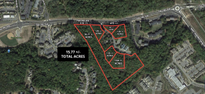 15.77 +/- acres of commercial (CT) zoned land on a main thoroughfare in Fredericksburg, VA •	6 parcels selling in their entirety •	Fall Hill Ave. frontage of 515' +/- & 415' +/-