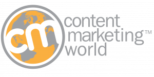 round globe with letters C & M as well as words content marketing world