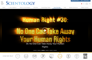 Screenshot of the Scientology website Human Rights section