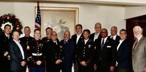 Group image of active military personnel with  LI Council Navy League members