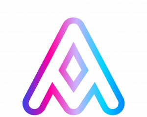 The A logo represents a rocket and a diamond