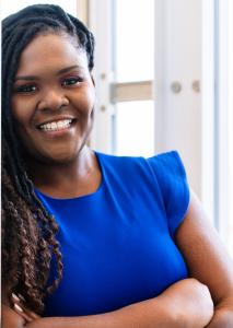 Female CEO standing headshot