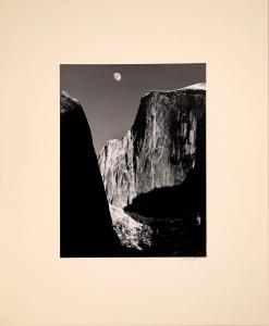 Ansel Adams original photograph from his Yosemite Series, signed, titled Moon and Half Dome (1960), print No. 10 (estimate: $10,000-$20,000).
