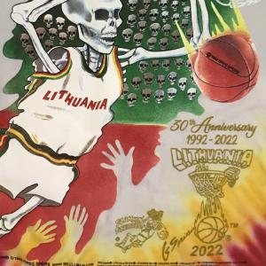 30th Anniversary Limited Edition of Greg Speirs world famous Lithuanian Tie Dyed Slam Dunking Skeleton Basketball Jerseys.