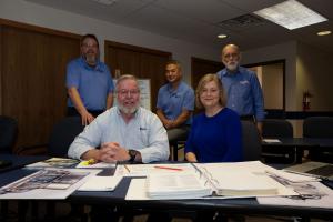 The Huffman Engineering Leadership Team at Work L to R: Toby Varner, Howard Huffman, Keith Mandachit, Wendy Huffman, Bernie Lyons
