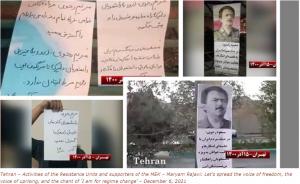 10/12/2021-The MEK supporters also posted messages from the resistance leadership. Maryam Rajavi, the President-elect of (NCRI)and Massoud Rajavi, the Leader of the Resistance these activities took place despite a heightened state of security.