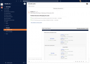 Summary data flows from Aimably to Slack with detail accessible by link to Aimably