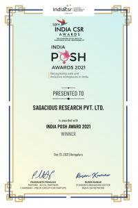 Sagacious IP bags 'India CSR POSH Awards' at The India CSR Summit 2021 