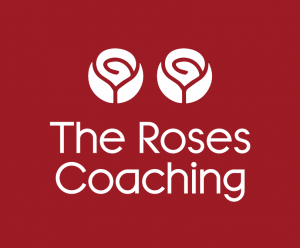 The Roses Coaching Logo--A Red Logo with Two Images of Roses
