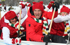 Canadian team of female doctors paddling with Rick Mercer