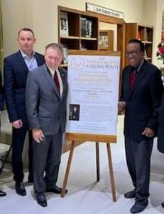 Lobby photo of civic leaders at Church of Scientology