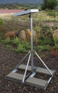 A pole-mounted Hailios sensor sits poised to monitor and report on hail damage.
