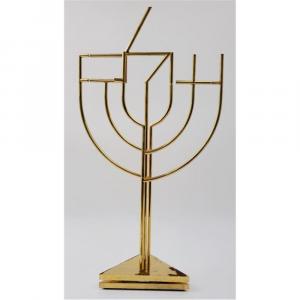 One of two Judaica kinetic Shalom Menorahs by Yaacov Agam in the sale, both on a tri-base, both signed and numbered (each estimated: $600-$800).