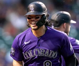 Baseball player Connor Joe in uniform smiling