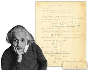 Manuscript handwritten in German by Albert Einstein circa 1938, signed at its conclusion “A. Einstein” (estimate: $40,000-$50,000).