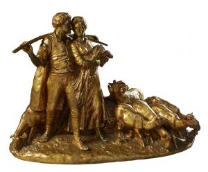 20th century gilt bronze Pastoral Scene by Giuseppe D’Aste (Italian, 1881-1945) (estimate: $1,000-$2,000).