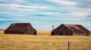 Two Barns sitting in a quiet amber field (Kelly Pierce/Route Three Productions)