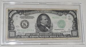 Rare $1000 Federal Reserve note, series of 1934.