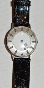 Circa 1960 LeCoultre 14kt white gold diamond unisex wristwatch, signed Vacheron & Constantin.
