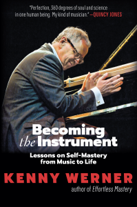 The cover of Becoming the Instrument by Kenny "Krishna" Werner showing him playing the piano