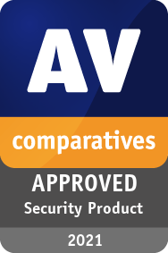AV-Comparatives Zertifizierung für zugelassene Sicherheitsprodukte 2021.