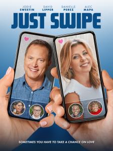 Official Poster for 'Just Swipe' starring Jodie Sweetin and David Lipper of "Full House" available February 8, 2022 from Legacy Distribution.