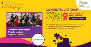 Simplotel wins Startup India 2021 award for best startup in travel sector (hospitality)