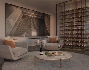 An artist impression of the wine room in one of LUXE Broadbeach's floorplans