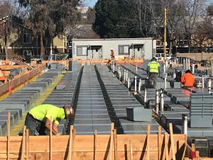 Wafflemat concrete foundation is installed quickly and easily with Waffleboxes and Connector Clips.