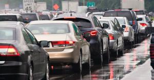 Vehicle congestion showing cars and trucks to depict emissions monitoring of vehicles