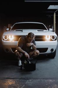 Logan Weaver on set