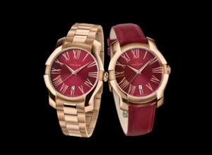 Two Holgar Swiss Luxury Watches Women Spectrum Red Dial on strap and bracelet