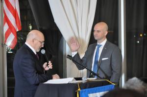 Francis (Frank) J. Rizzo, broker/owner of Cornerstone Realty, is sworn in by his friend and fellow Realtor Ron Molcho as the 59th president of the Staten Island Board of Realtors®.