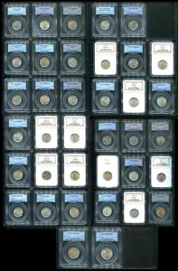 Collection of 1916-1930 Standing Liberty quarters, missing only the 1927-S coin, a circulation issue set PCGS graded ($161,000).