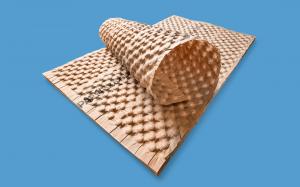 An image of PAPERbubble® sheets on a blue background highlighting the look and texture of its material.