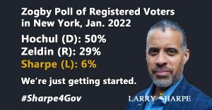 Larry Sharpe polls 6% in 3-way race with Kathy Hochul and Lee Zeldin (Zogby Poll)