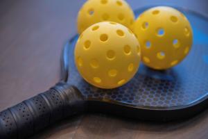 pickleball paddle and balls