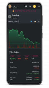 Mobile phone image of the Agents of I.N.U token tracker platform