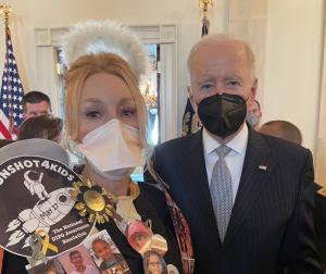 Janet Demeter, childhood cancer advocate, meets President Biden at the Moonshot Announcement 2-2-22