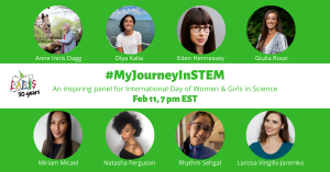 photos of panel of women and girls in STEM fields