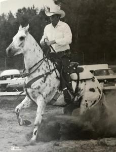 Whit Parker orchestrating a balanced stop as pictured in the book Horse-Training Science by Monte Foreman and Patrick Wyse