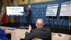 NCRI-US’s deputy director Alireza Jafarzadeh responds to questions during a press conference on February 2, 2022, Washington DC, to expose Quds Force’s Proxy Naval Terror Units.