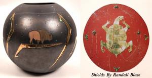 Artisan pot by the Montana artist Randall Blaze (b. 1949), titled Shields, 17 inches tall (estimate: $4,000-$8,000).