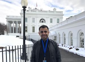Journalist Namo Abdulla after attending a White House briefing in 2019.